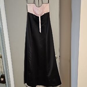 Elegant Black and Pink Satin Gown